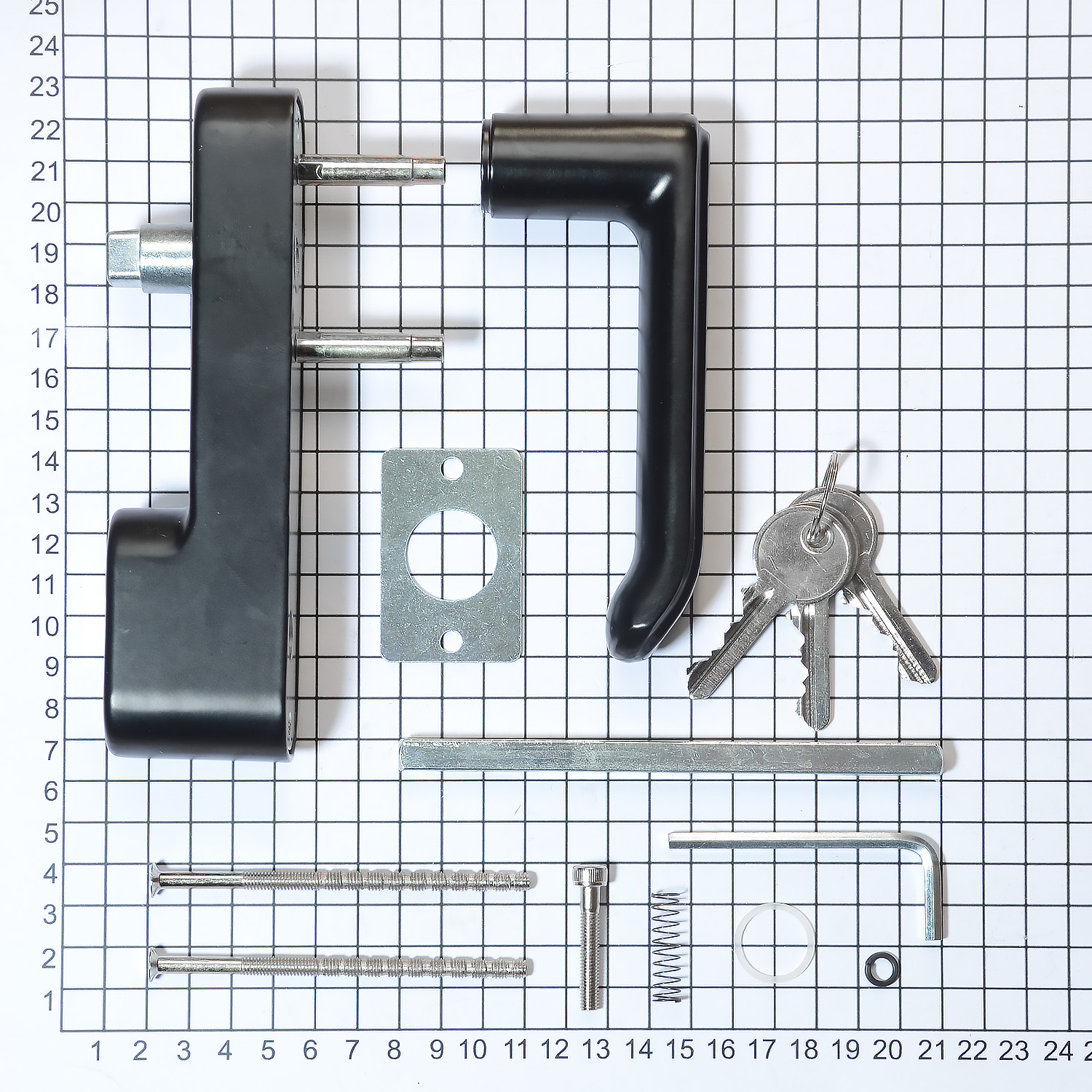Внешняя нажимная ручка DOORLOCK V PD700/H2 серия Variant, черная, с цилиндром, для противопожарных дверей