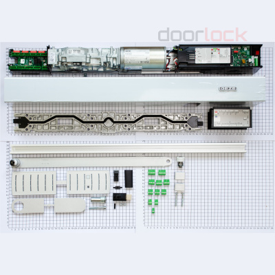 Привод распашной GEZE Powerturn с роликовой тягой, для монтажа на коробку, серебристый