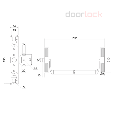 Механизм системы "антипаника" Doorlock V PD700RA/FR (накладной, для активной створки, без балки)