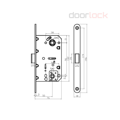 Замок дверной магнитный Doorlock DL452M/WC/50/96/18/SCr, межкомнатный, матовый хром