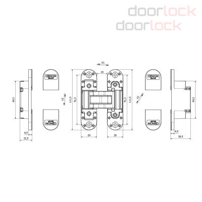 Дверная петля скрытая CEMOM ESTETIC 80/M 3D