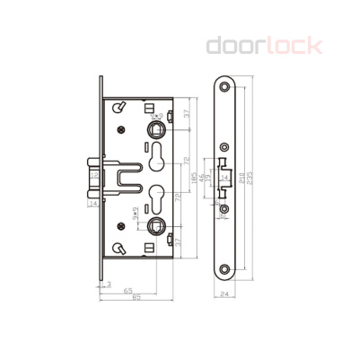 Корпус огнестойкого замка Doorlock V 1739 С/65mm – купить в Дорлок