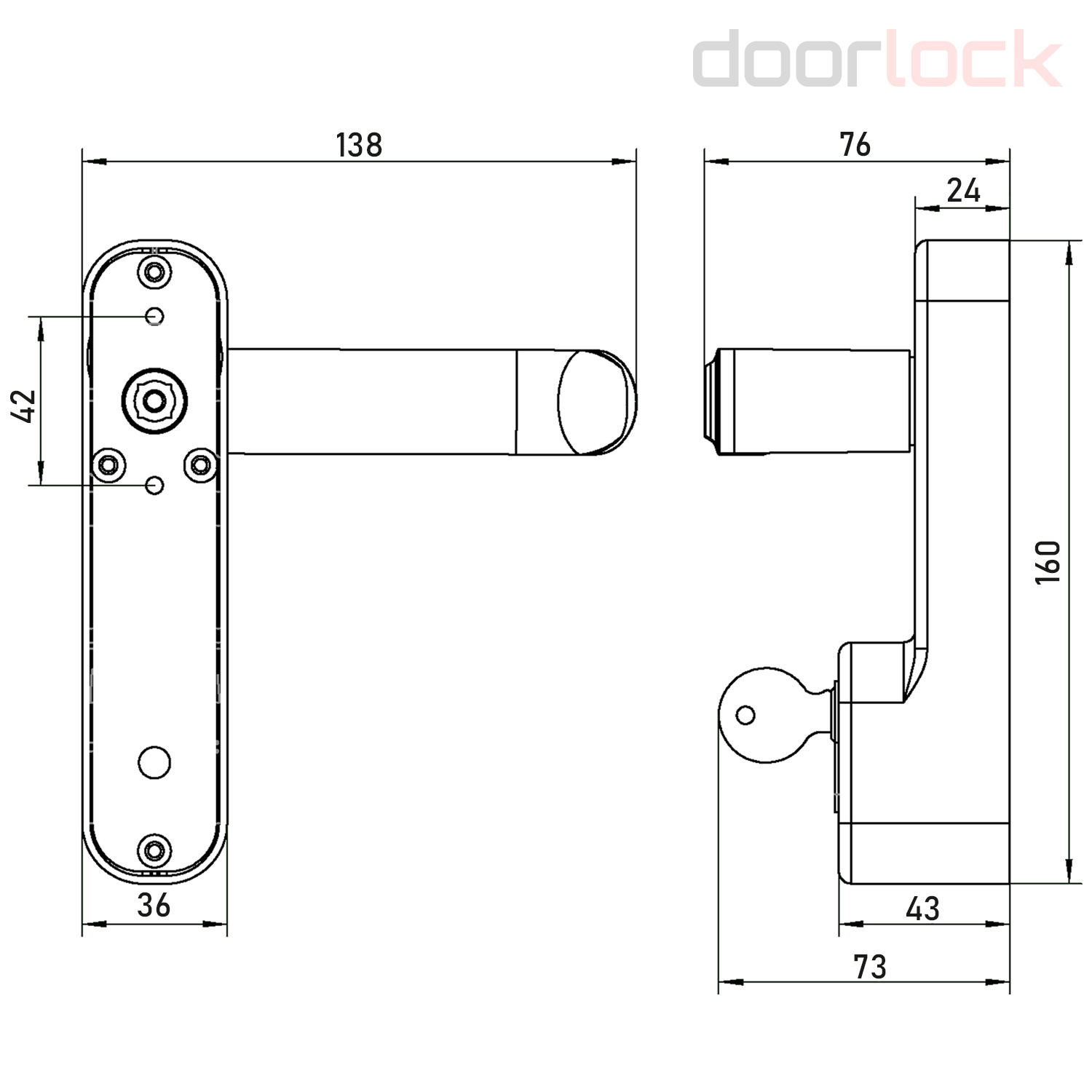 Внешняя нажимная ручка DOORLOCK V PD700/H2 серия Variant, черная, с  цилиндром, для противопожарных дверей – купить в Дорлок