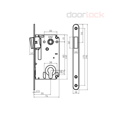 Замок дверной магнитный  Doorlock DL441M/С/50/85/18/SN, цилиндровый, матовый никель
