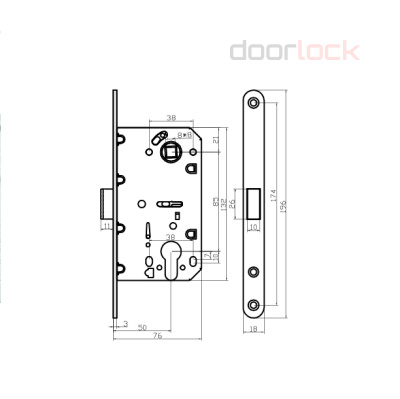 Замок дверной магнитный Doorlock DL451M/С/50/85/18/SCr, цилиндровый, матовый хром